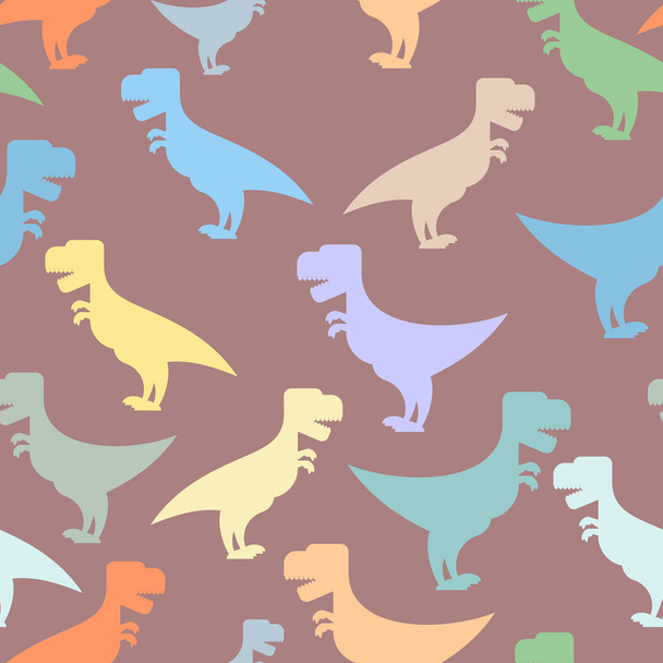 Color cute dinosaurs seamless background. Repeating pattern of T - ベクター画像
