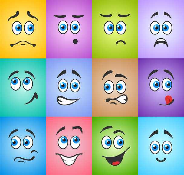 Blue-eyed emotion on colored - Vector, Image
