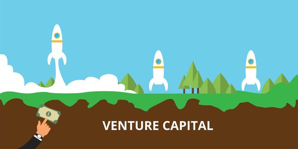 risicodragend kapitaal lanceren hun opstarten - Vector, afbeelding