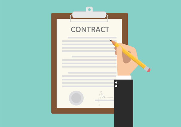 Firma del documento en papel del contrato
 - Vector, imagen