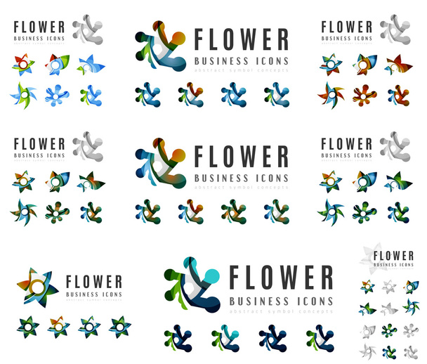 Set of company logotype branding designs, flower blooming concept icons - Vector, Image