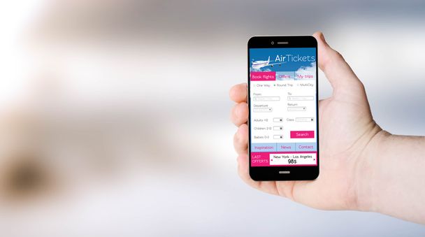 mobile phone with air tickets app - Foto, imagen