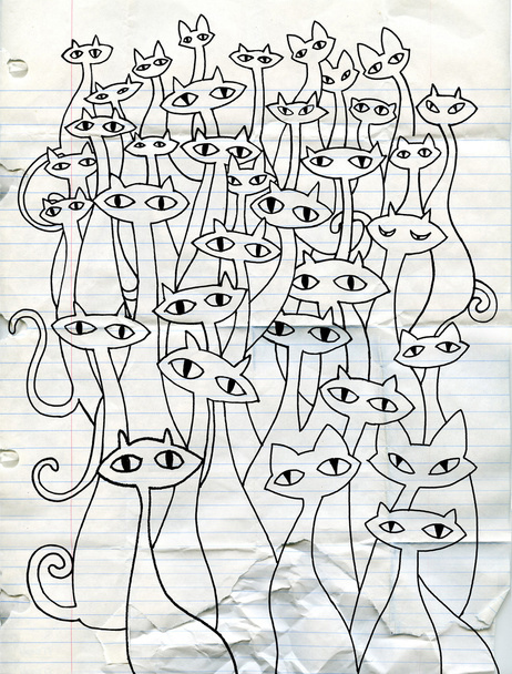 Рука малює каракулі котів злу групу
 - Вектор, зображення