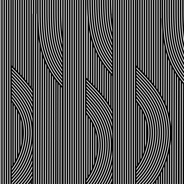Line Black White Retro Background. Geometric Striped Ornament - Photo, Image