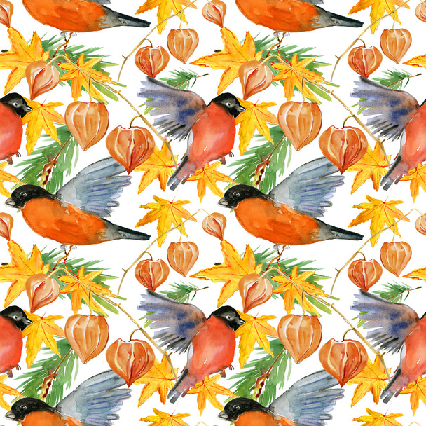 Background with birds and plants - Foto, afbeelding