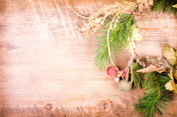 Christmas snowy wreath, New Year decoration. Free space for text - Zdjęcie, obraz