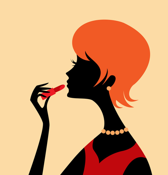 Woman with lipstick - Vector, Image