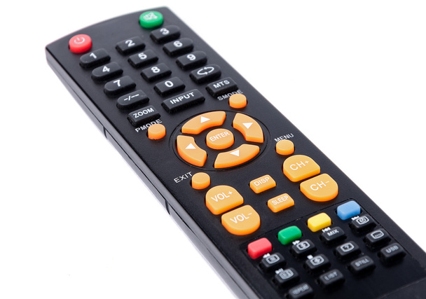 Tv remote control keypad black on white isolated - Photo, Image
