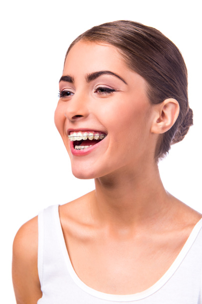 Woman with braces - Фото, изображение