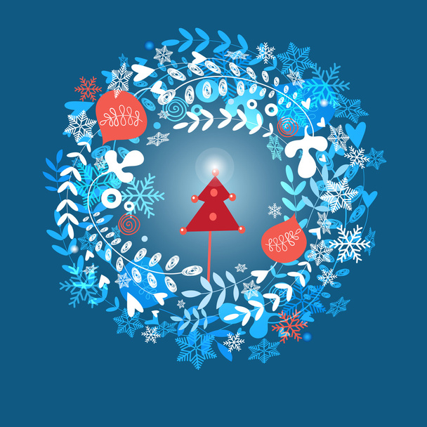 Χριστούγεννα ευχετήρια κάρτα με νιφάδες χιονιού - Διάνυσμα, εικόνα