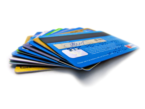 Πιστωτική και χρεωστική κάρτα στοίβα ηλεκτρονικών τραπεζικών - Φωτογραφία, εικόνα