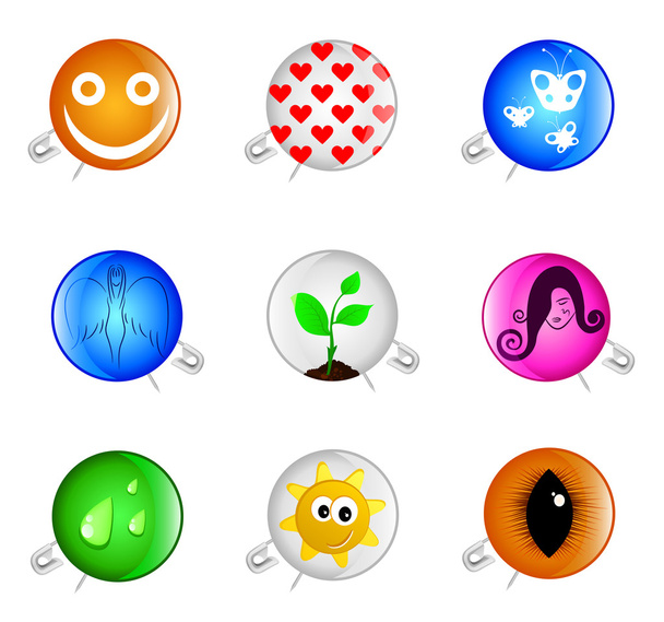 Badges with a pin - Vector, Image