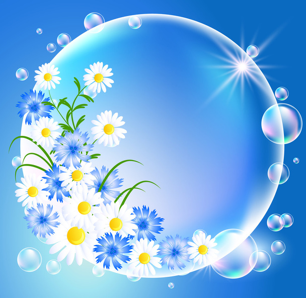 Bubbles with flowers - Vector, Image