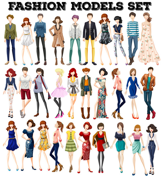 Man and woman in fashionable clothing - Vector, Image