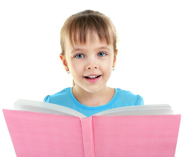 Beautiful little girl with book - Foto, afbeelding