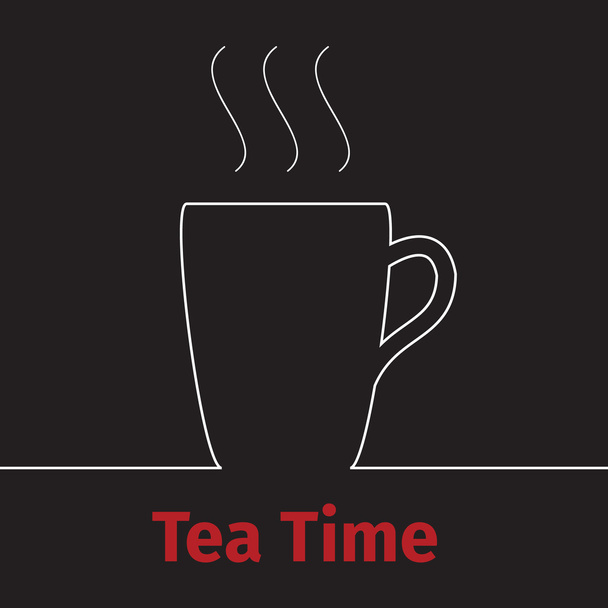 Tea time banner on a black background - Vektör, Görsel