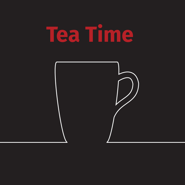 Tea time banner on a black background - Vektör, Görsel