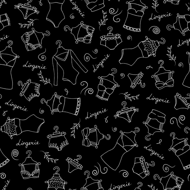 Pattern on the theme of fashion on black color - Vector, afbeelding