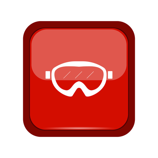 Glasses icon on a red button - Vektör, Görsel