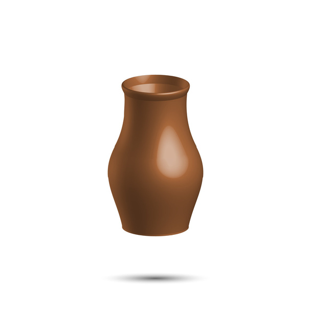 Realistic clay pot, brown color - Vektör, Görsel