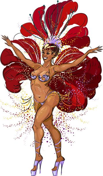 Samba Dancer woman - Vector, afbeelding