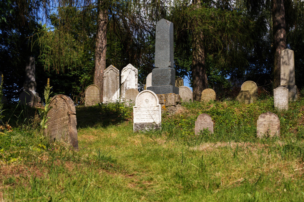 forgotten and unkempt Jewish cemetery with the strangers - Photo, Image