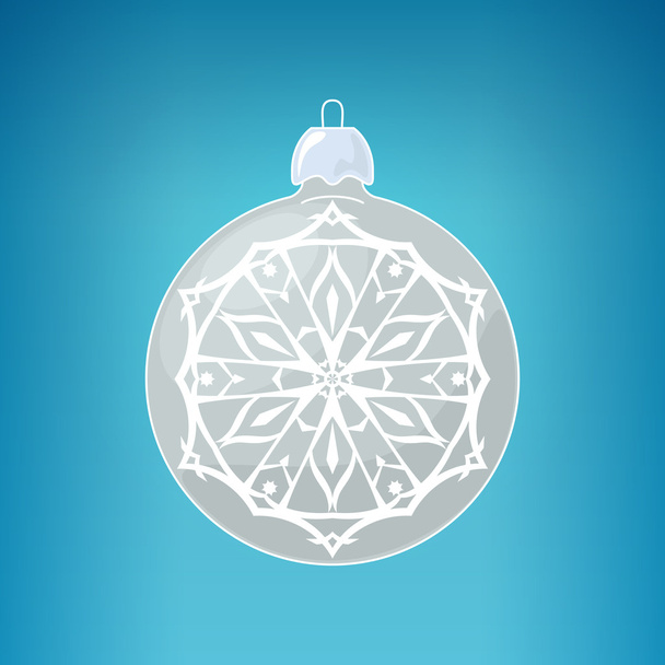 Silver Ball with Snowflake , Merry Christmas - Vector, imagen