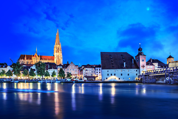 Regensburg town at night - Photo, Image