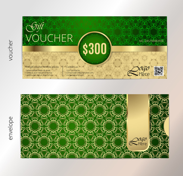 Vector illustration,Gift voucher template with clean and modern pattern. - Vector, Image