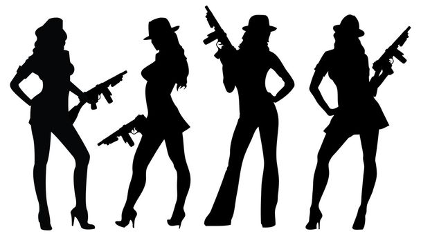 gangsters girls with guns - Vector, Image