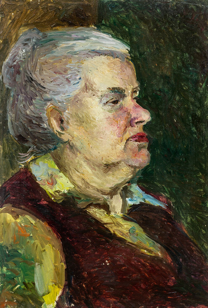 Piękny oryginalny obraz olejny Portret babci na płótnie - Zdjęcie, obraz