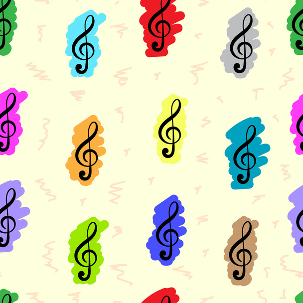 Seamless painted treble clefs - Vector, Image