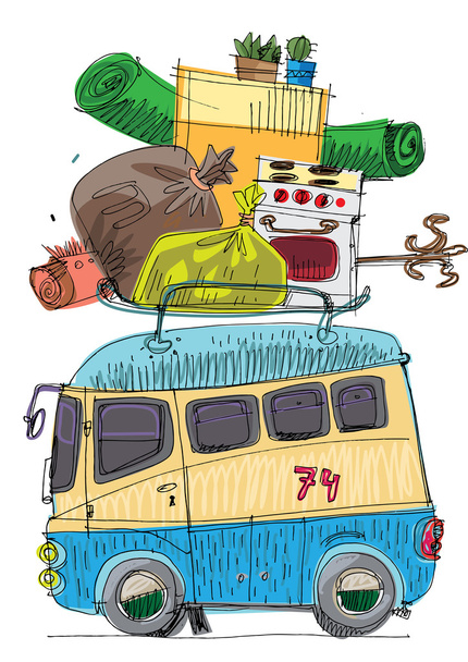 Туристический автобус - мультфильм
 - Вектор,изображение