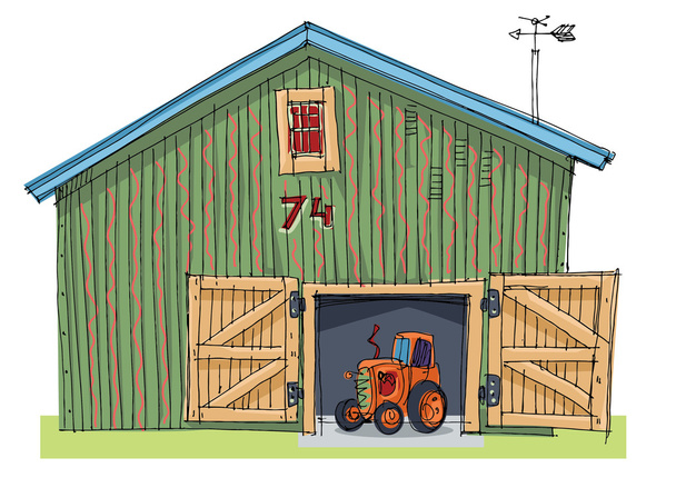 traditional barn - cartoon - Vector, Image