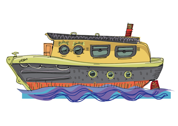 leisure barge - cartoon - Vector, Image