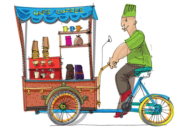 мобільне велосипедне кафе
 - Вектор, зображення
