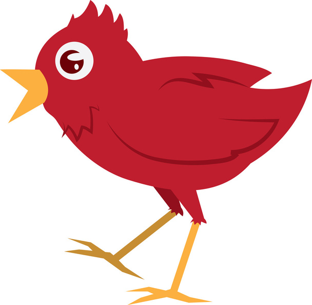 Pájaro rojo caminando
 - Vector, imagen