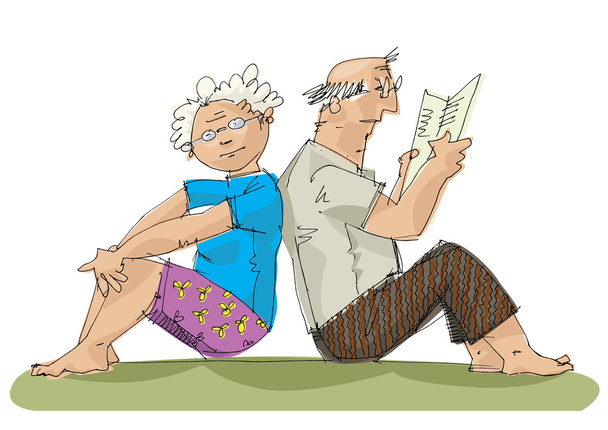 old couple - cartoon - Vector, Image