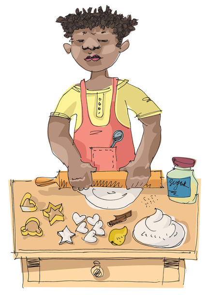 adolescente fazendo biscoitos
 - Vetor, Imagem