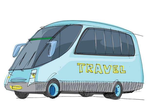turistický autobus - kreslený - Vektor, obrázek