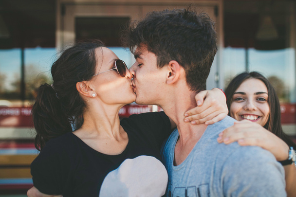 Kissing teenage couple - Fotó, kép