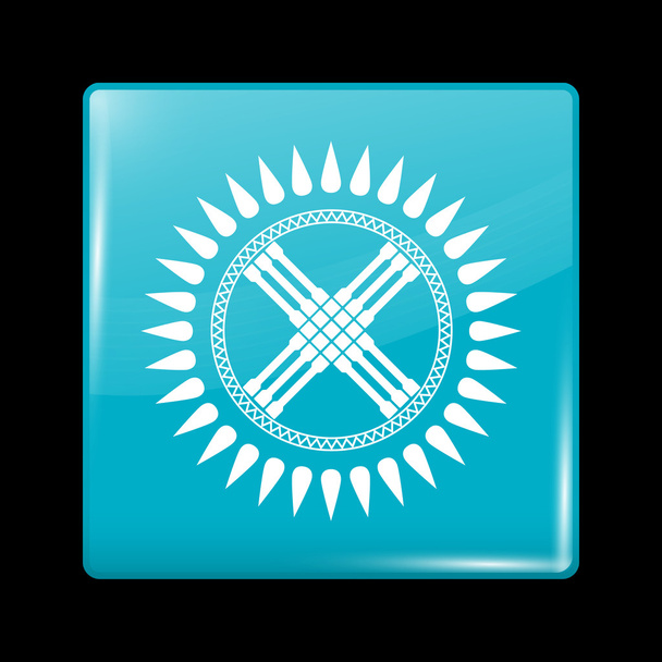 Kazakhstan Variant Flag. Glassy Icon Square Shape - Vector, Image