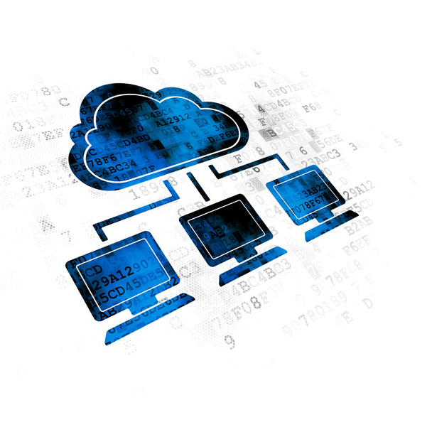 Концепция облачных технологий: облачная сеть на цифровом фоне
 - Фото, изображение