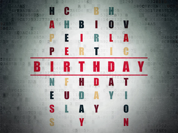 Holiday concept: Birthday in Crossword Puzzle - Фото, изображение