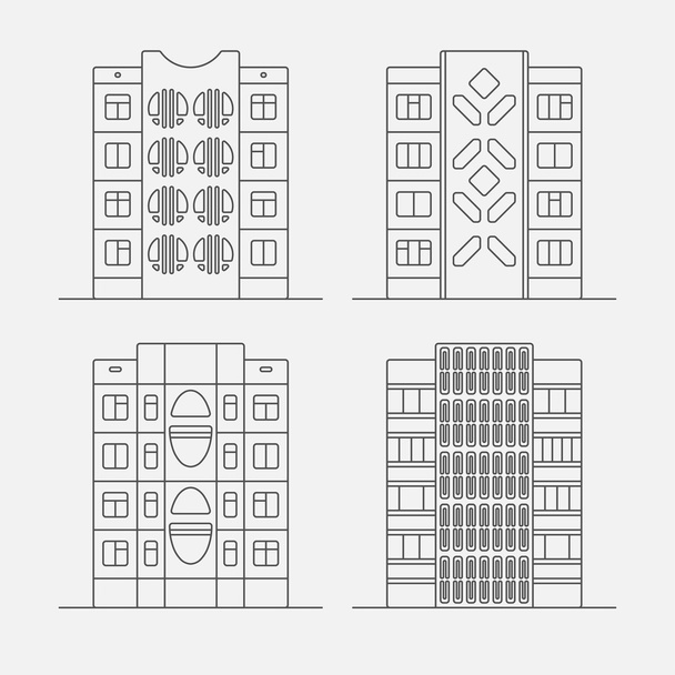 Panel houses linear3 - Vector, Image