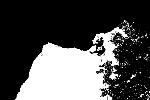 iki dağcı çıkıntılı bir duvar - illus onların ip asılı - Fotoğraf, Görsel