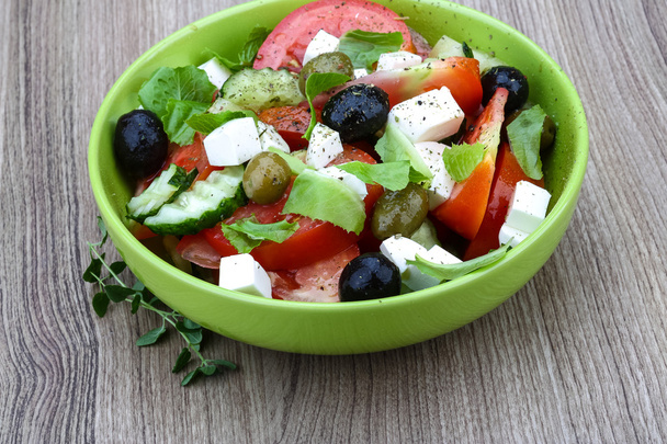 salada grega na tigela - Foto, Imagem