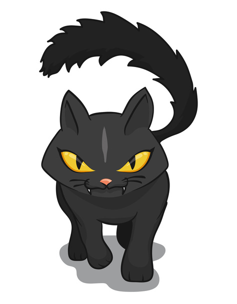 Wicked Black Cat Walking, Vector Illustration - Vecteur, image