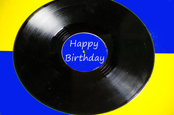 Happy Birthday vinyl and colored background - Photo, Image