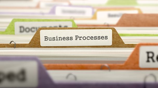 Business Processes Concept. Folders in Catalog. - Fotoğraf, Görsel
